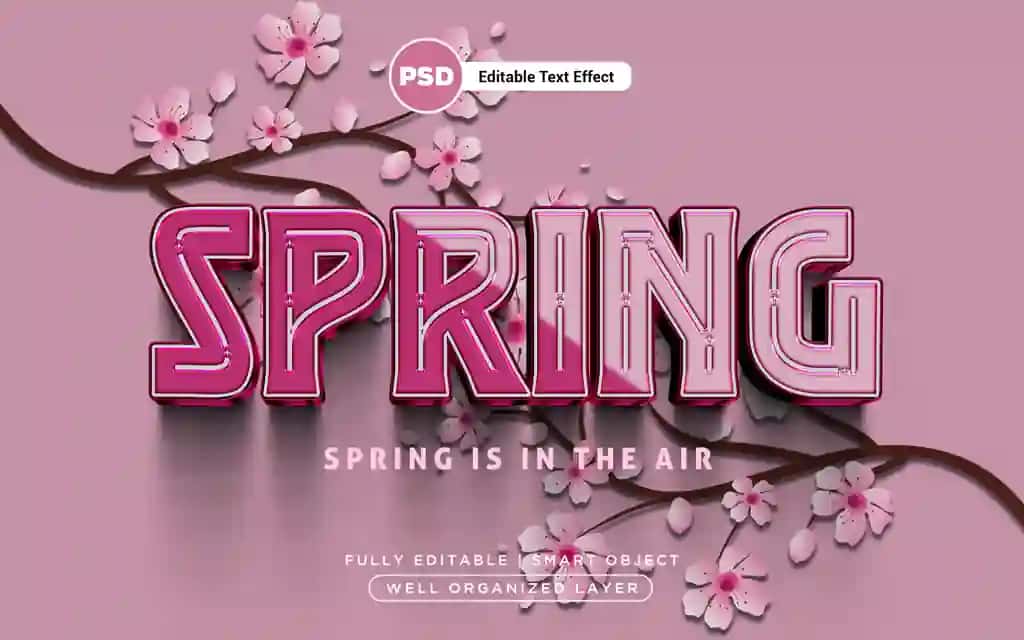 3D tahrirlanadigan bahor gulli matn effekti | 3d editable spring floral text effect