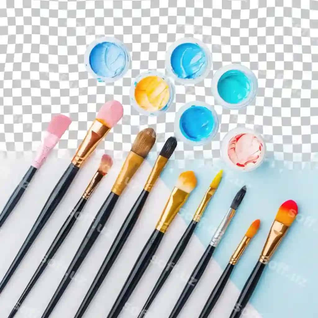 Turli cho'tkalar shashka yuzasida ko'rsatilgan | Variety brushes are shown checkered surface