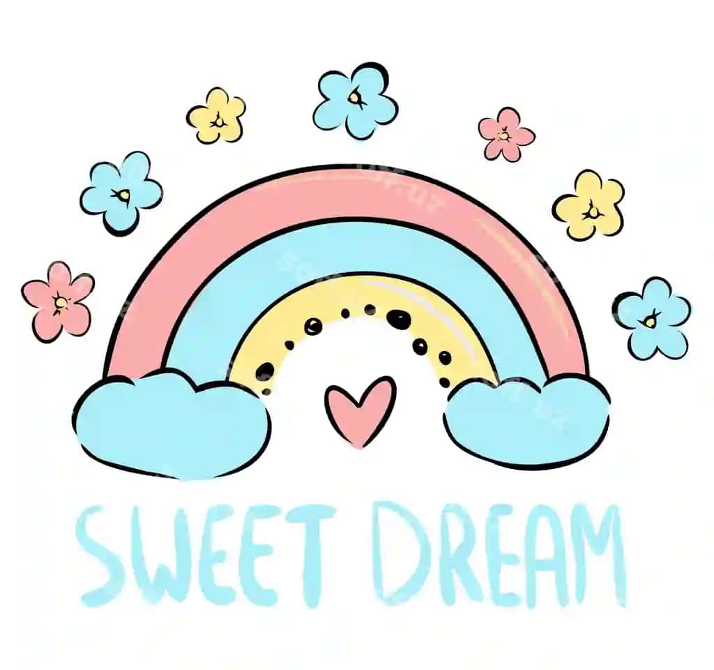 Chiroyli gullar bo'ron keltirgani chizilgan qo'l bilan chizilgan vektor illustratsiyasi chiroyli chizilgan | Cute flowers rainbow hand drawn vector illustration sketched cute