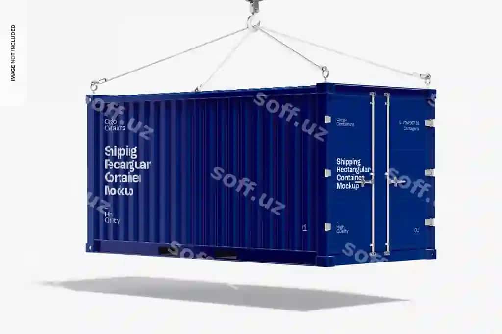 Jo'na uchun ashratilgan to'g'ri to'rtburchak konteyner namunasi | Shipping rectangular container mockup hanging
