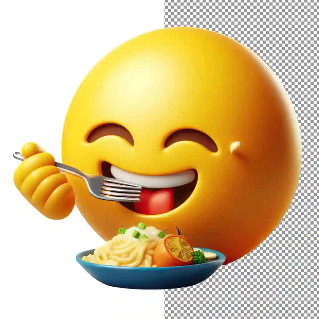 Izolyatsiya qilingan 3D sariq emoji yuzi png fonida ifodalangan hayajon | Expressive elation isolated 3d yellow emoji face png background