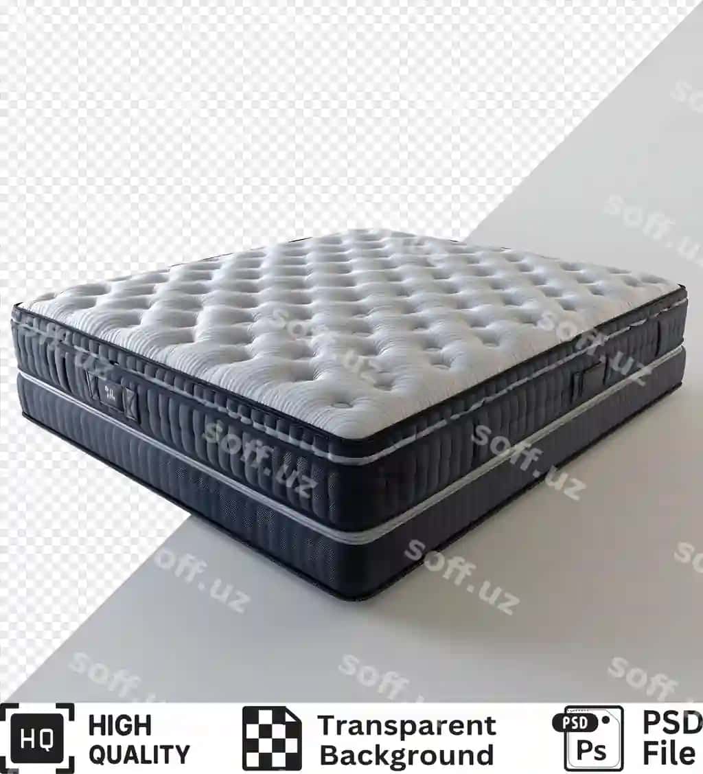 Tufted top oq, qora rang sxemasi izolyatsiya qilingan hashamatli matras | Luxury mattress with tufted top white black color scheme isolated
