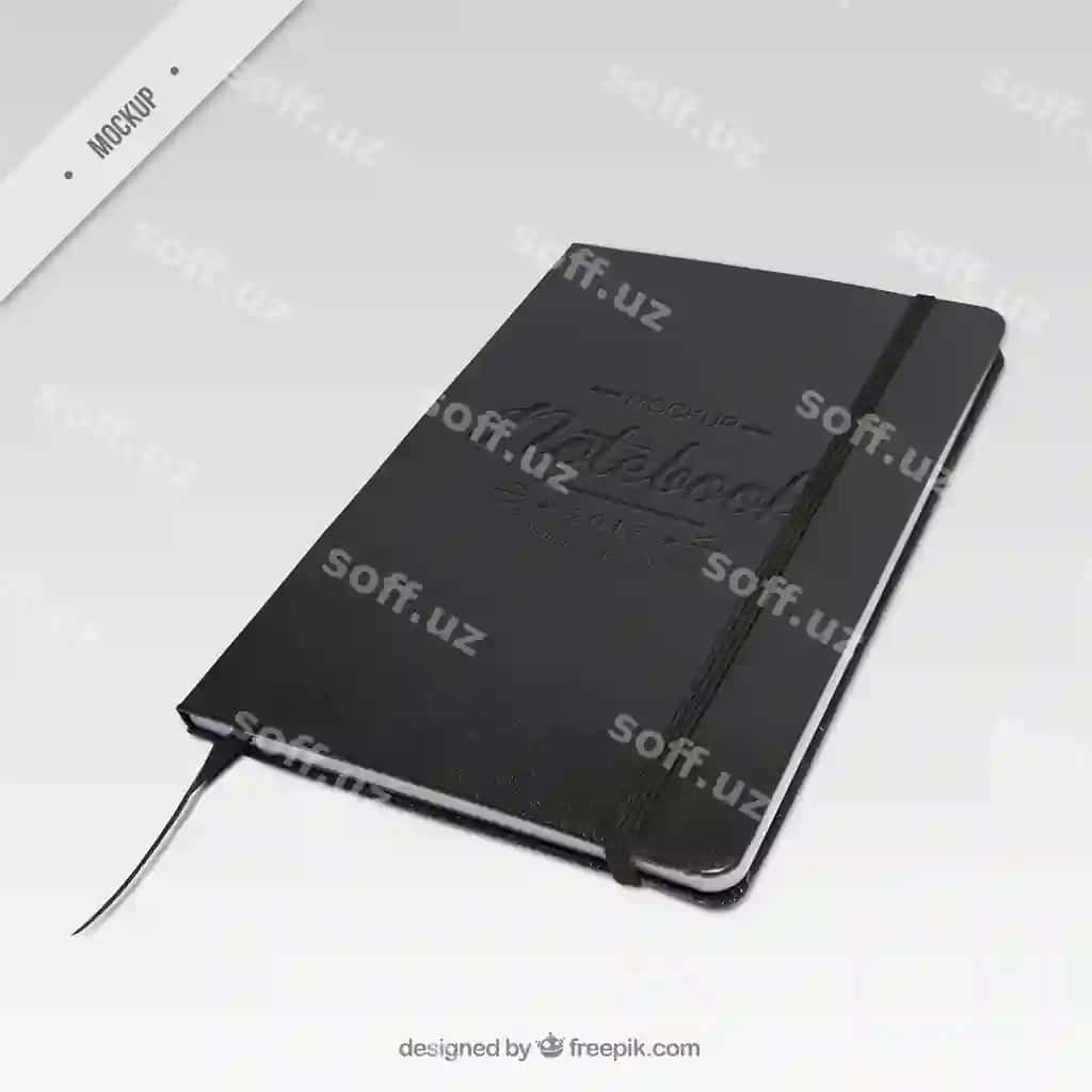 Elegant qora daftar namunasi | Elegant dark notebook mockup
