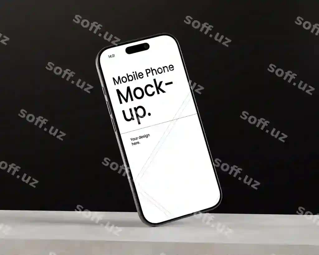 Bo'sh ekranli zamonaviy displeyli mobil telefon maketi | Mobile phone mockup with blank screen modern display