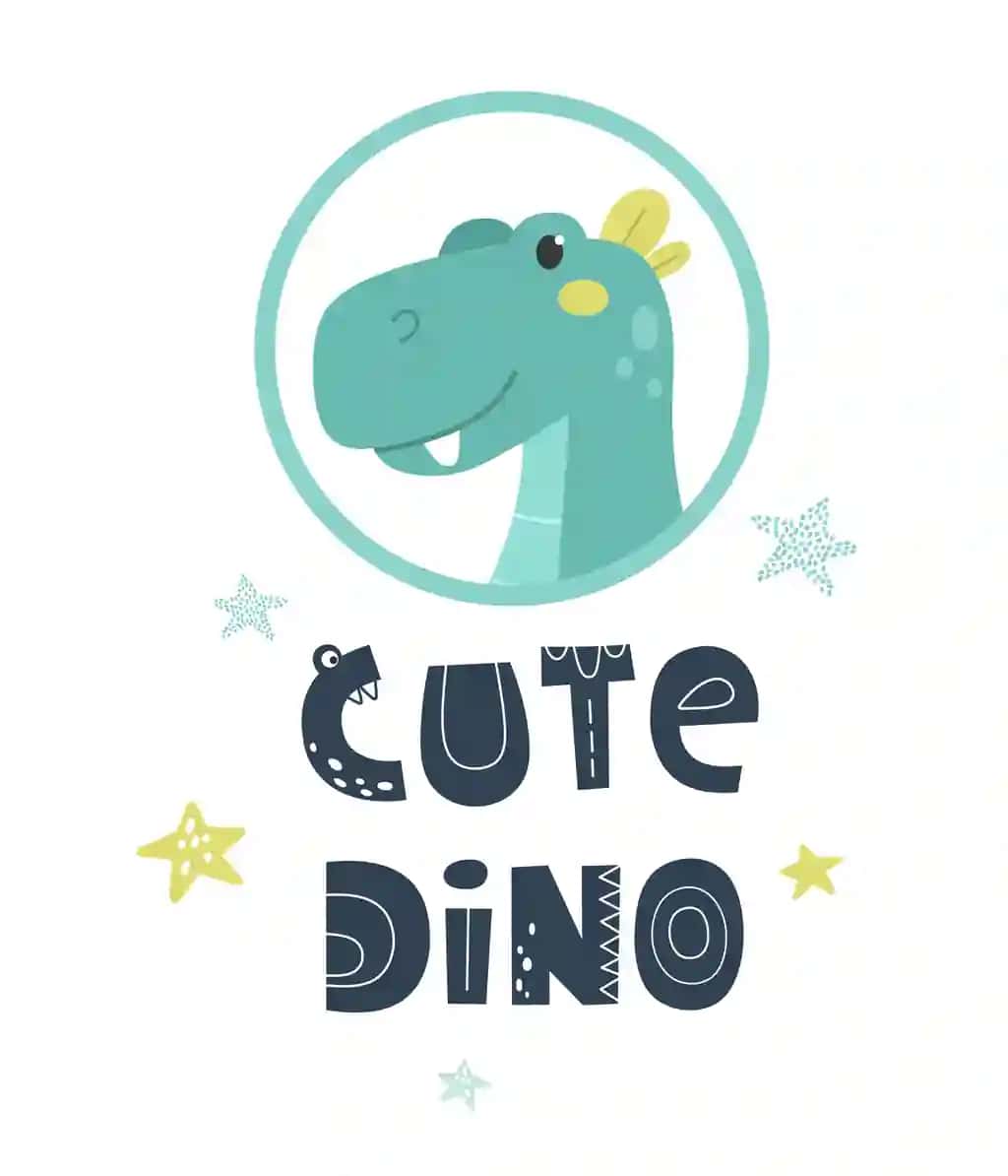 Yoqimli dinozavr qo'lda chizilgan vektor tasviri bilan yoqimli dino yozuvi | Cute dinosaur with cute dino lettering hand drawn vector illustration