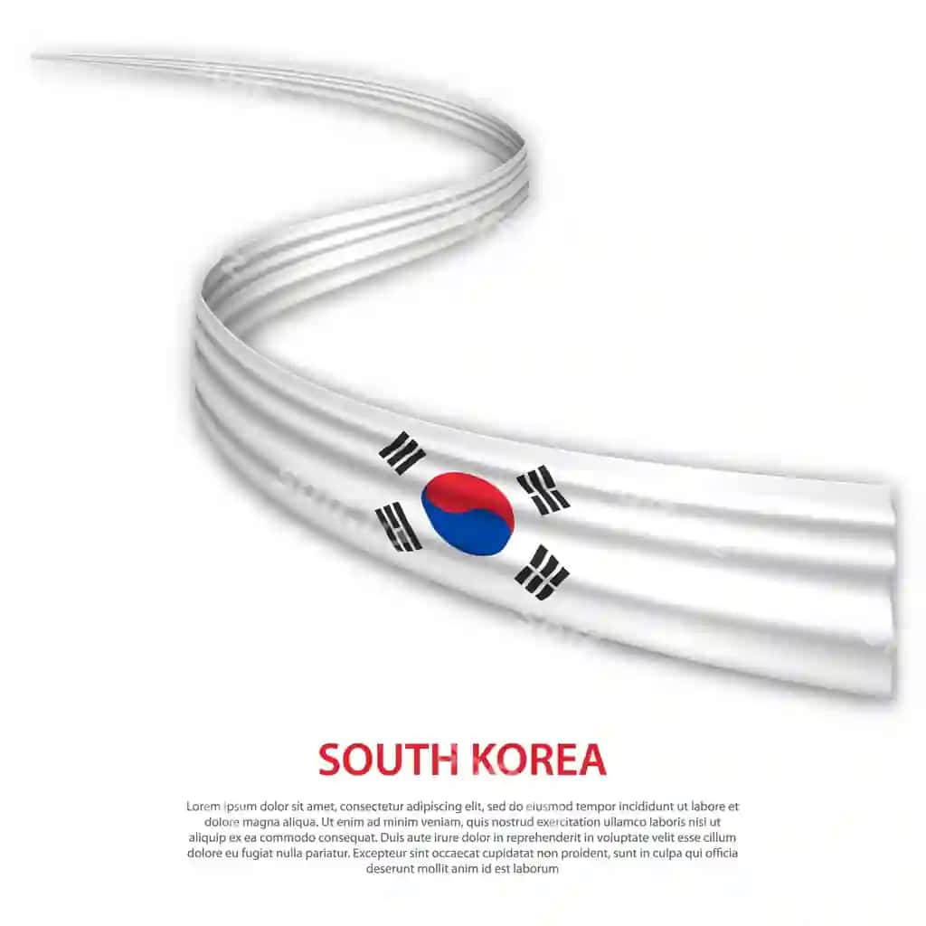 Janubiy Koreya bayrog'i sharqat lenta banneri | Waving ribbon banner with flag south korea