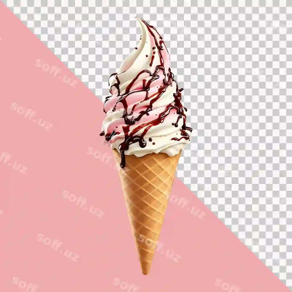 Muz qatiq konfetasi ajraltirilgan shaffof fonda | Ice cream cone isolated transparent background