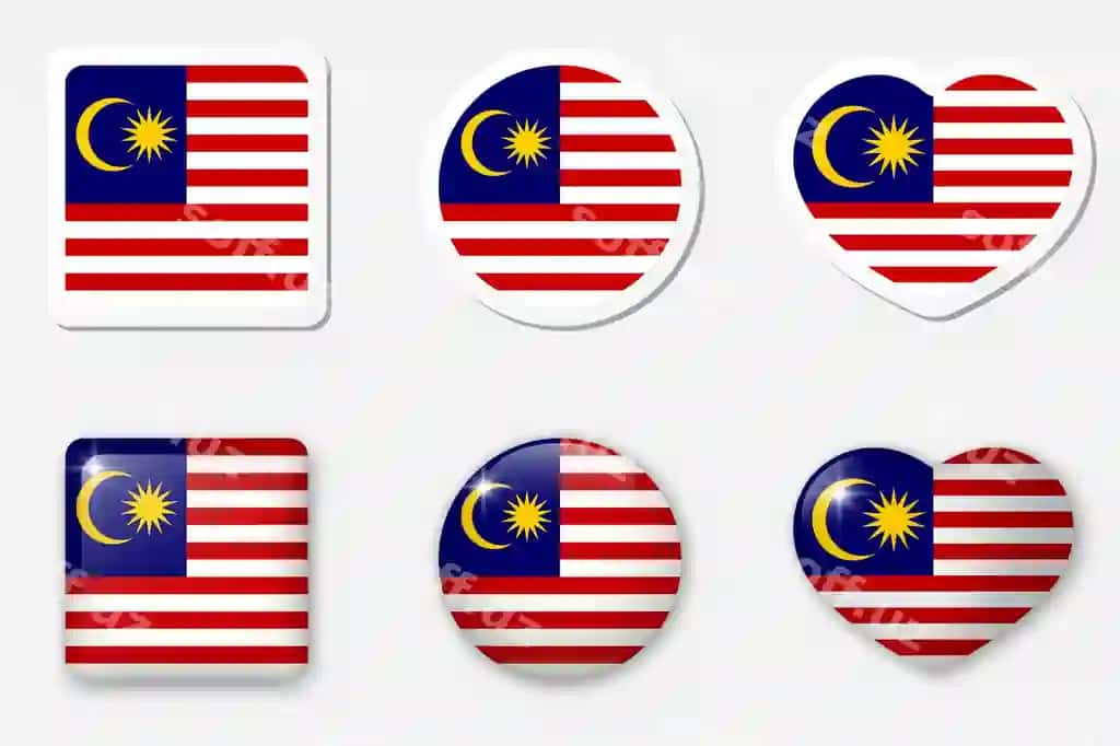 Malayziya bayrog'i piktogrammalar to'plami tekis stikerlar 3D vektor elementlari | Flag malaysia icons collection flat stickers 3d vector elements