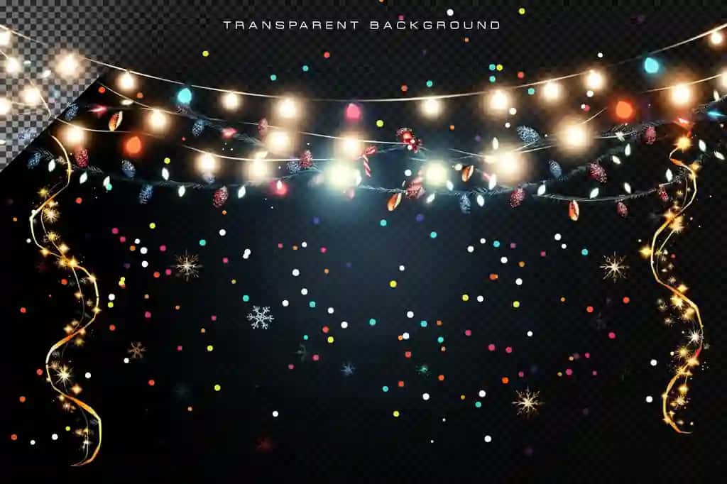 Rangli Rojdestvo chiroqlari shaffof fon | Colorful christmas lights transparent background
