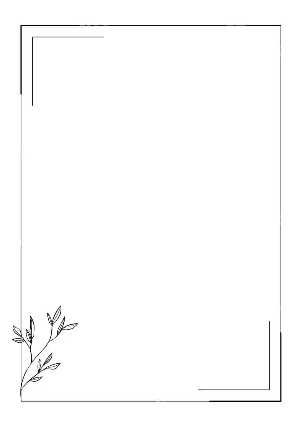 Minimalist chiziqli san'at gulli sahifa chegarasi | Minimalist line art floral page border