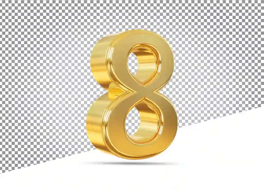Oltin raqam 8 3D hashamatli | Gold number 8 3d luxury
