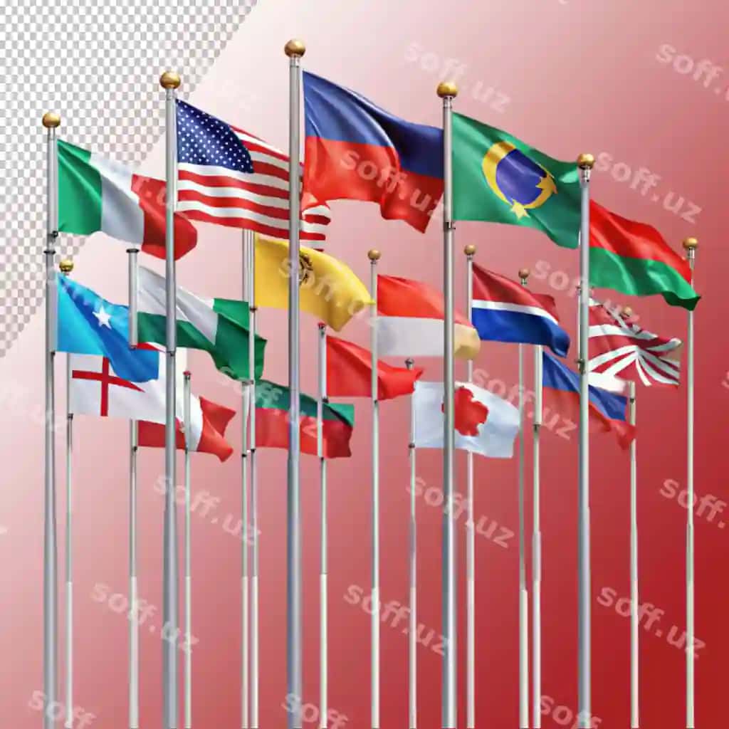 Shaffof fonda turli mamlakatlar bayroqlari | Flags different countries transparent background
