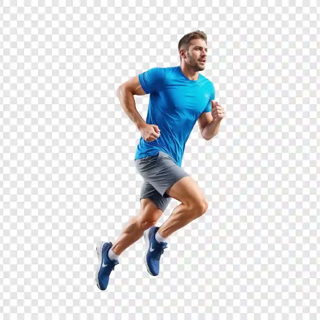 Kavkazlik professional yuguruvchi izolyatsiya qilingan shaffof fon | Caucasian professional runner isolated transparent background