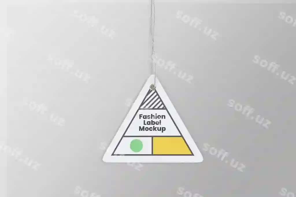 Uchburchak belgi tegi namuna PSD dizayn shabloni | Triangle label tag mockup psd design template