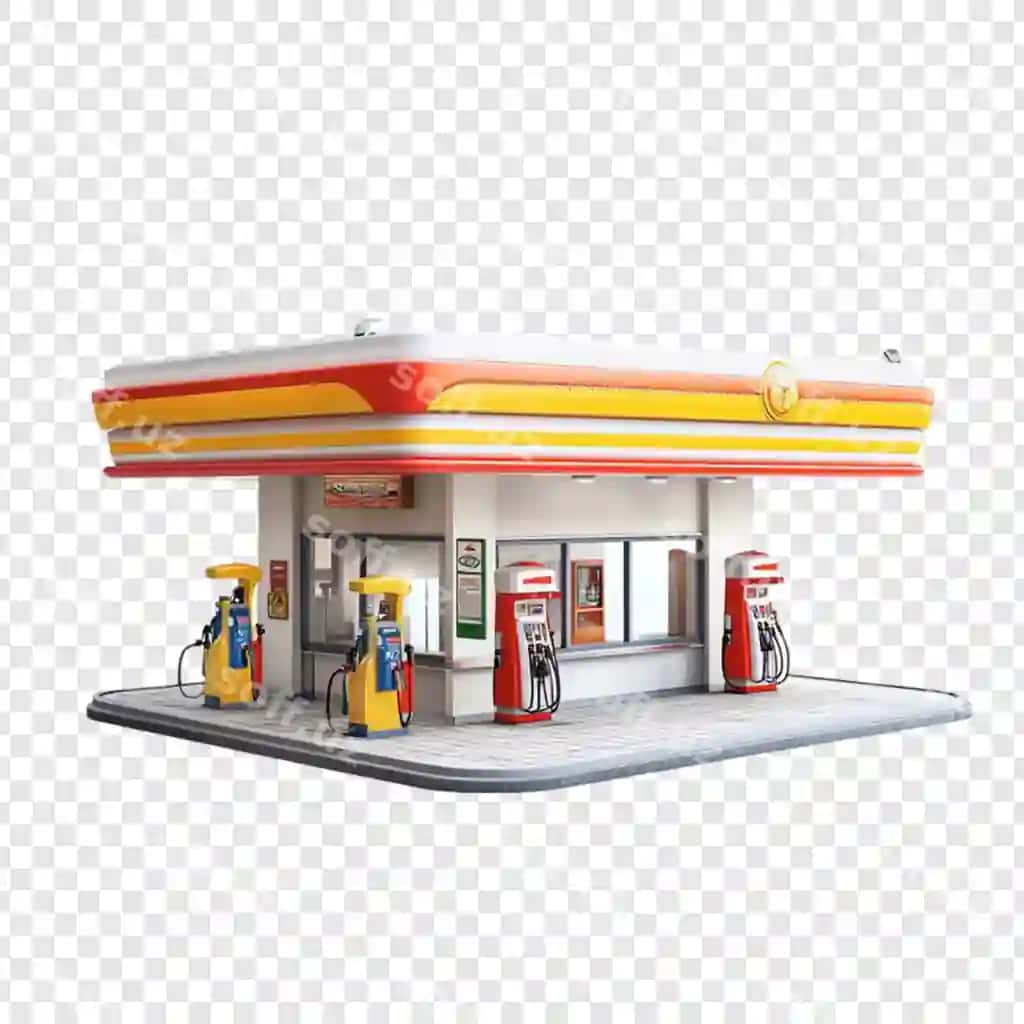 Zamonaviy yoqilg'i quyish shoxobchasi binosi yoqilg'i nasoslari do'koni | Modern gas station building fuel pumps convenience store