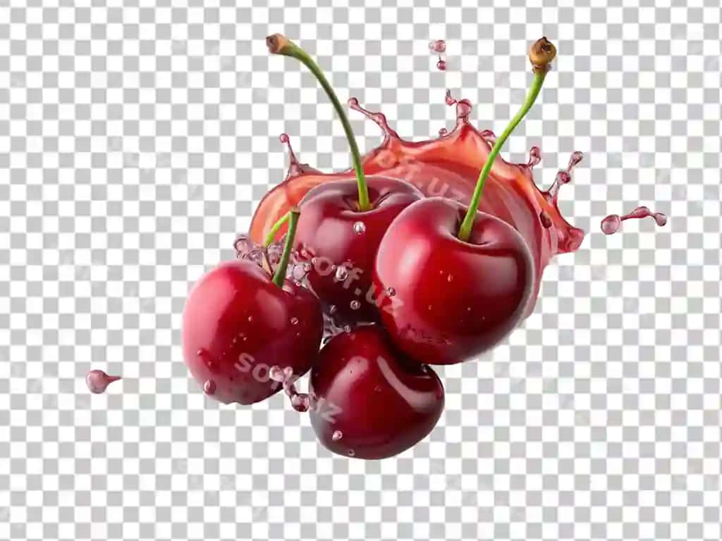 Oq fonda gilos mevasi | Cherry fruit with splash white background