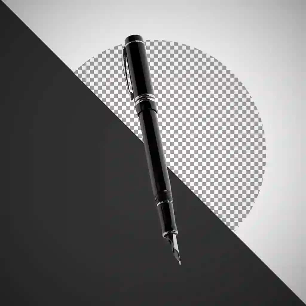 Neytral fonda oqlangan qora favvora qalam | Elegant black fountain pen neutral background