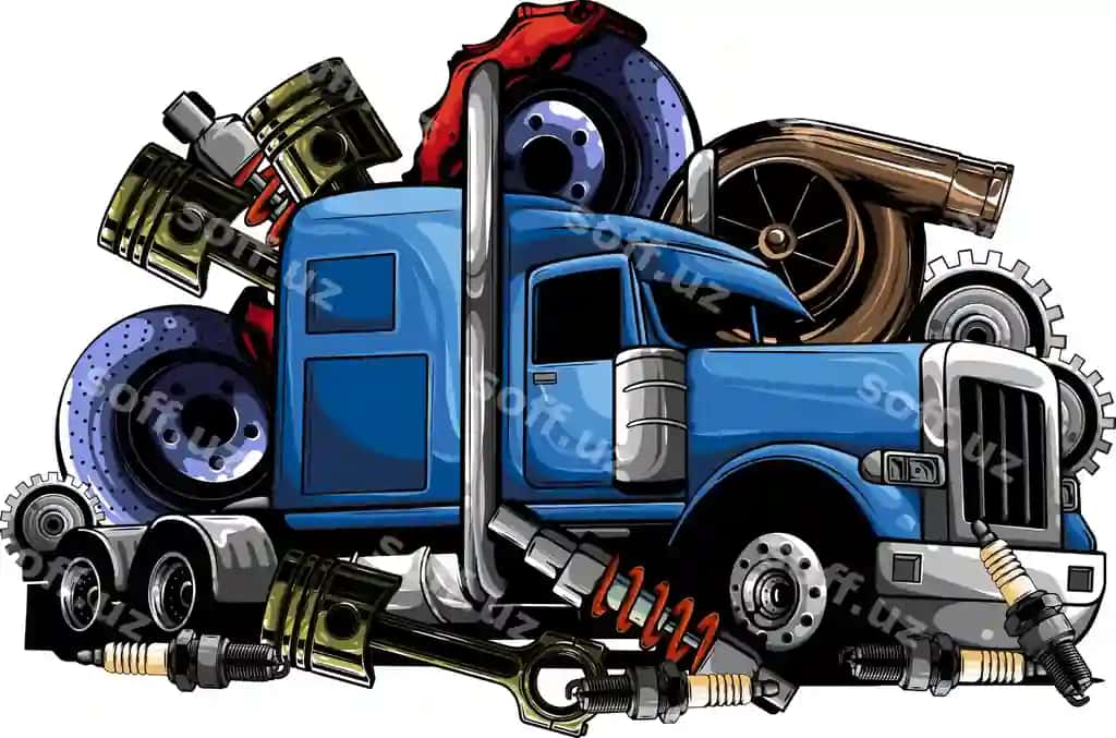 Yarim yuk mashinasi vektor illyustratsiyasi | Semi truck vehicle vector illustration