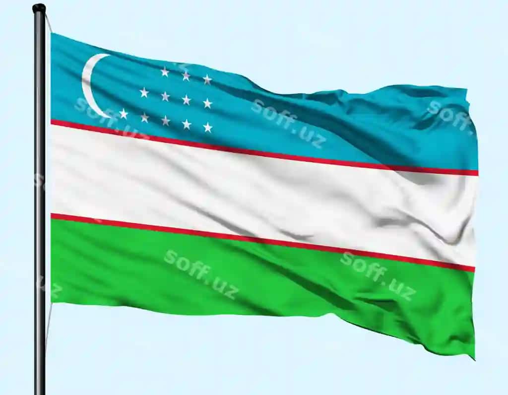 O‘zbekiston bayrog‘i ustun bilan hilpirayapti | Uzbekistan flag wind waving with pole