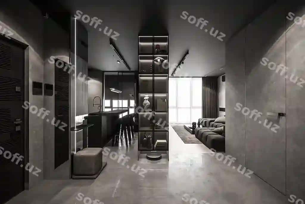 Qora zamonaviy kvartira ichki dekori | Dark modern apartment interior