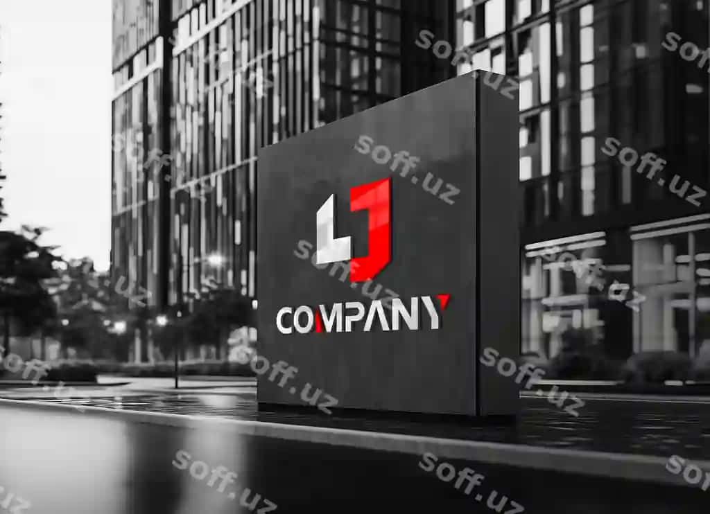 Tashqi turidagi devor 3d logotip mockup fasad belgisi | Outdoor standing wall 3d logo mockup facade sign 2