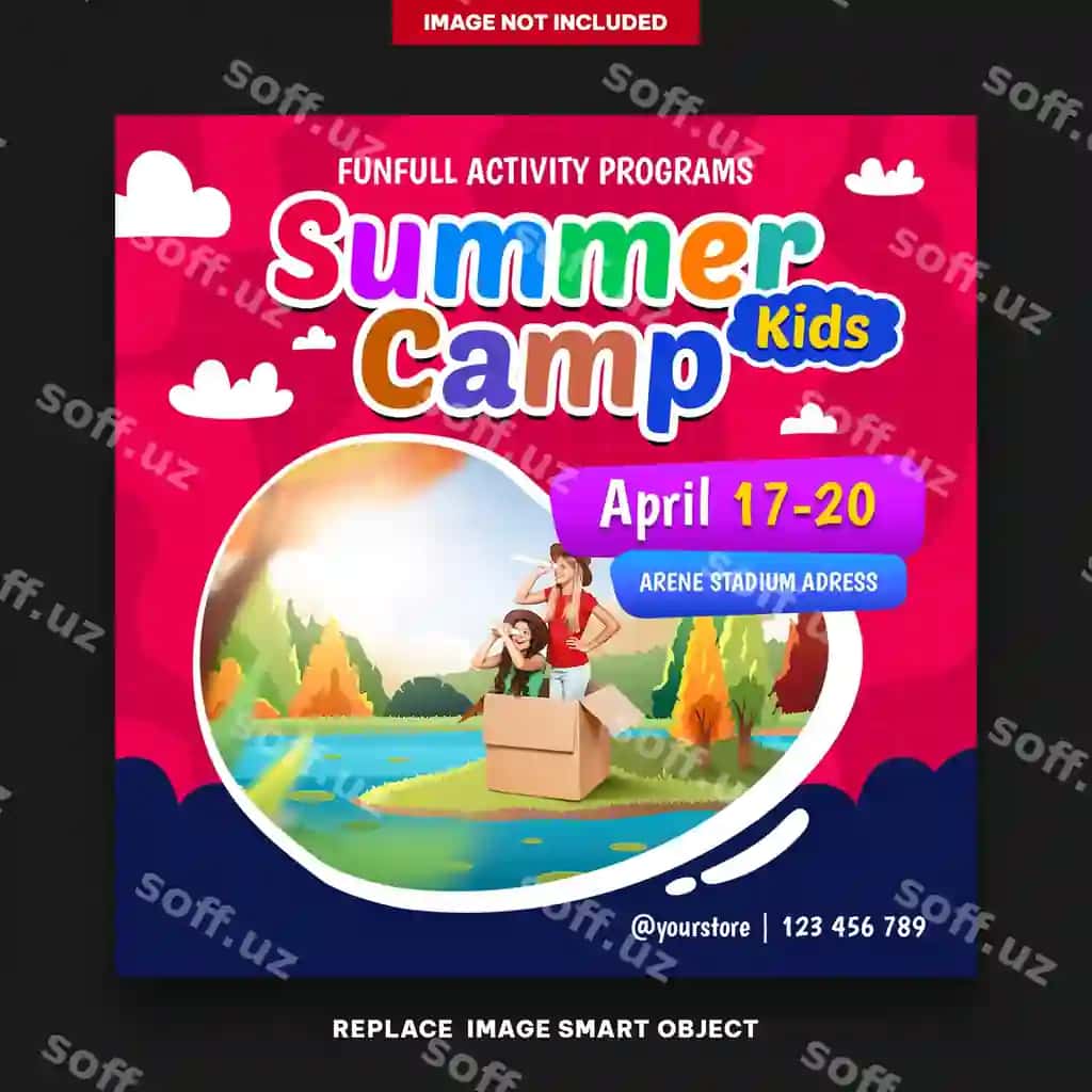 Bolalar yozgi kempingi banerlar posti | Kids summer camp banners post