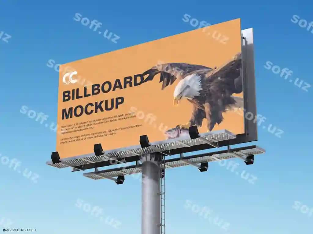 Billboard maketi moviy osmon fonida | Billboard mockup blue sky background