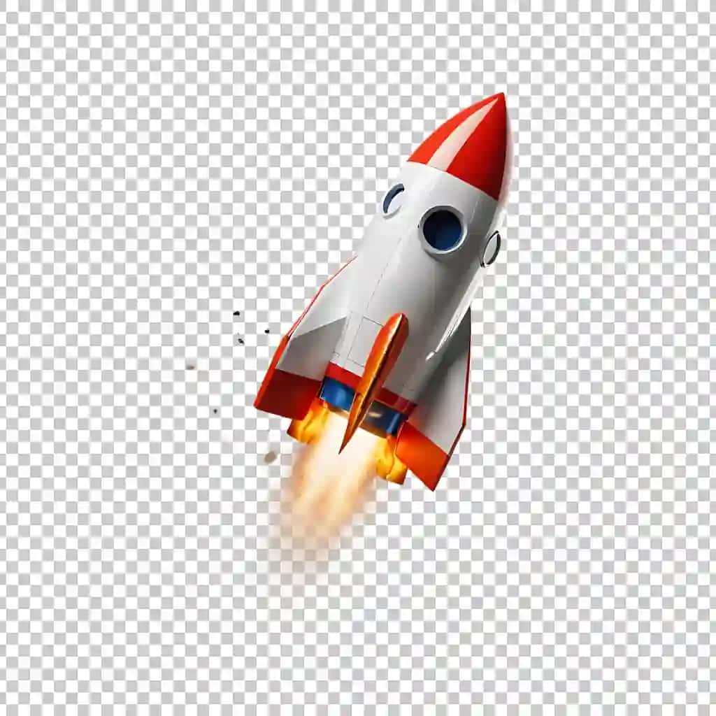 3D raketa kosmik biznesni boshlash izolyatsiya qilingan shaffof oq fon | 3d rocket space business startup isolated transparent white background