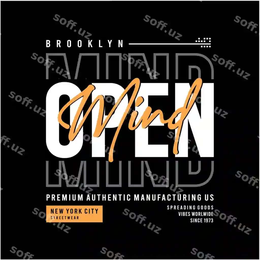 Ochiq aql tipografiya dizayni bosishga tayyor futbolka premium vektor | Open mind typography design print ready t shirts premium vector