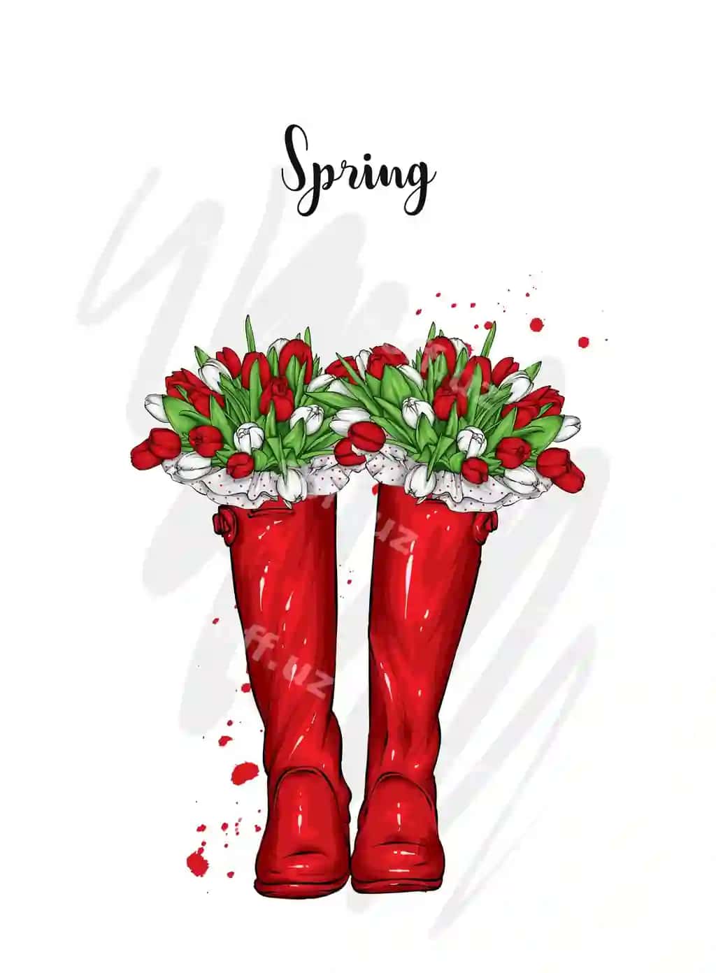 Botinok lolalar bilan bahor gullari | Boots with tulips spring flowers