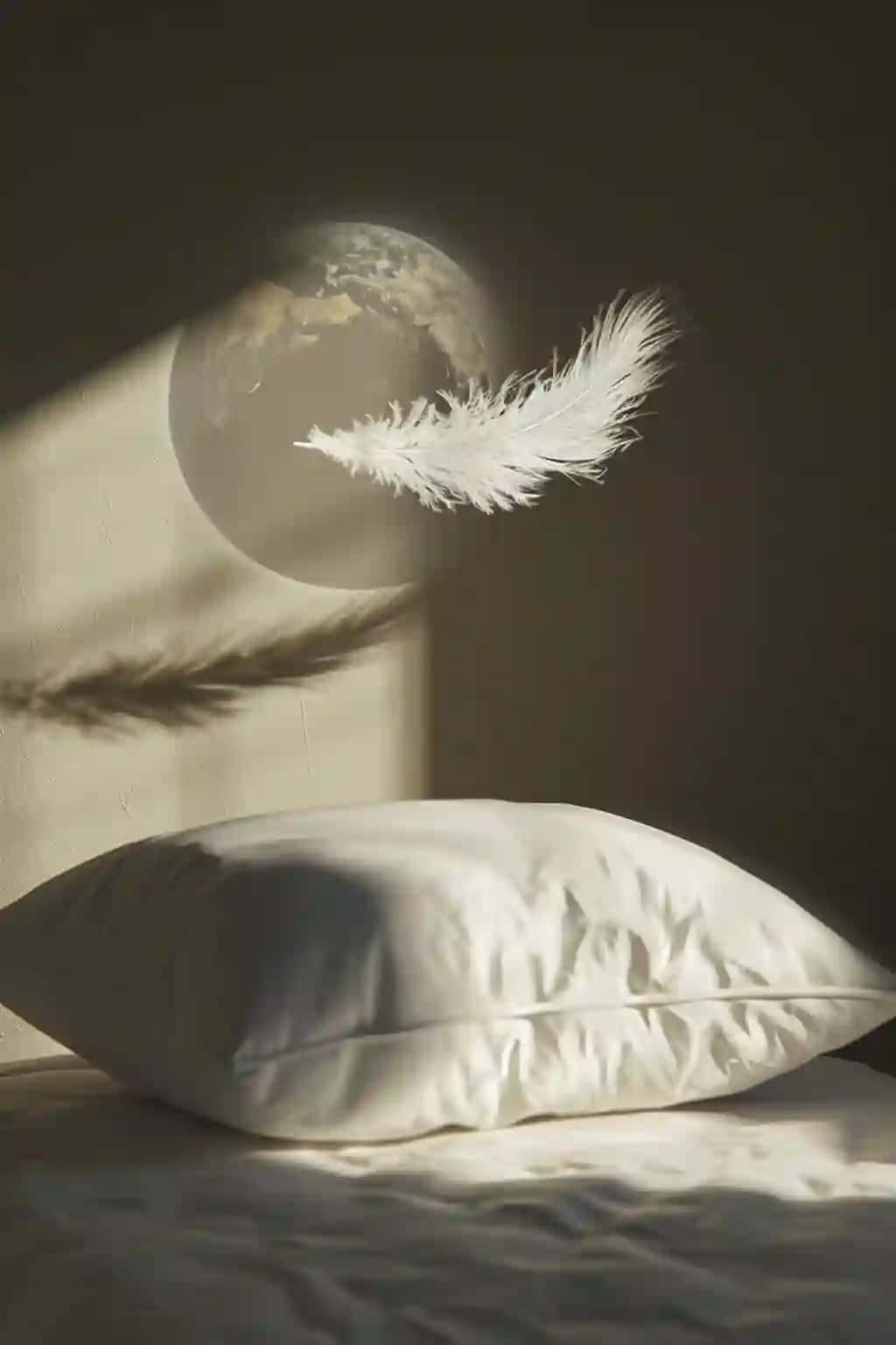 3D konsept-art bitta patli suzuvchi yostiq | 3d concept art single feather floating pillow