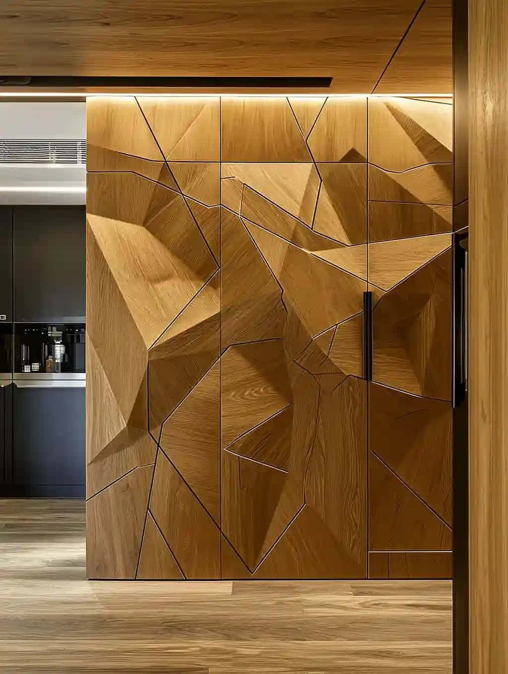 Dizayni bilan yog'och eshik gaudi it deb yozilgan | Wooden door with design it that says gaudi it