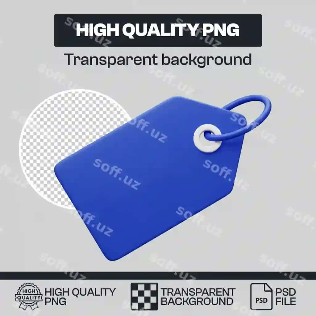 Ko'k narx belgisi shaffof orqa fonda | Blue price tag with transparent background