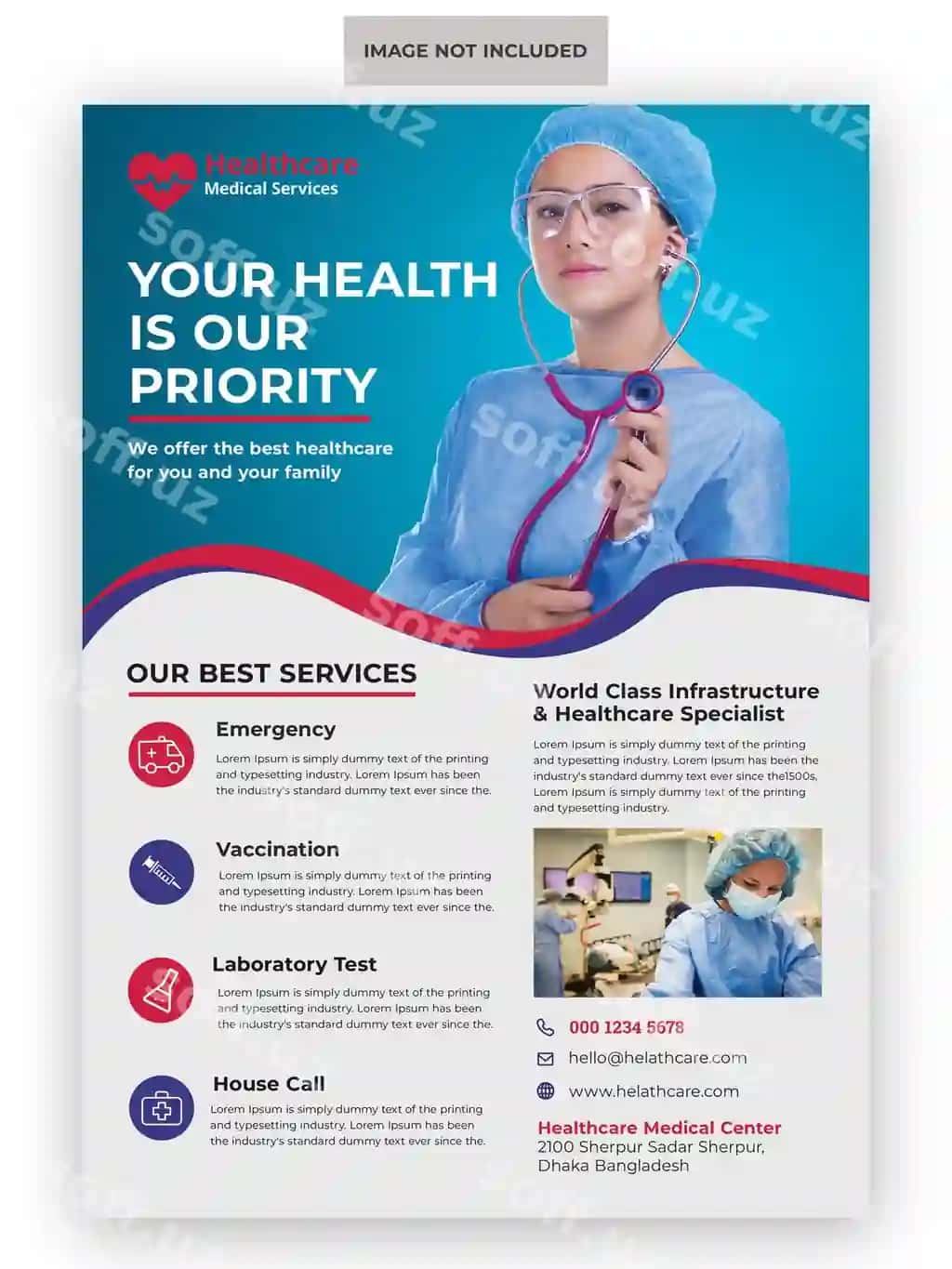 Tibbiy sog'liqni saqlash varaqasi shabloni | Medical healthcare flyer template