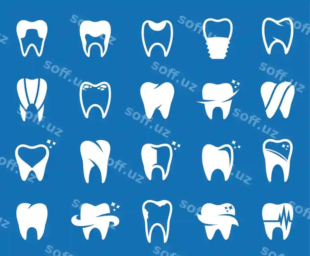 Vektor tish ikonalari ramkalar dizayn elementlari | Vector tooth icons symbols design elements