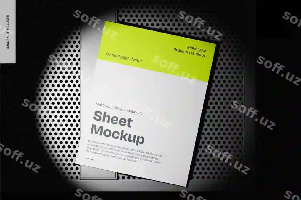 List spotlight mockup bilan yuqori ko'rinish | Sheet with spotlight mockup top view