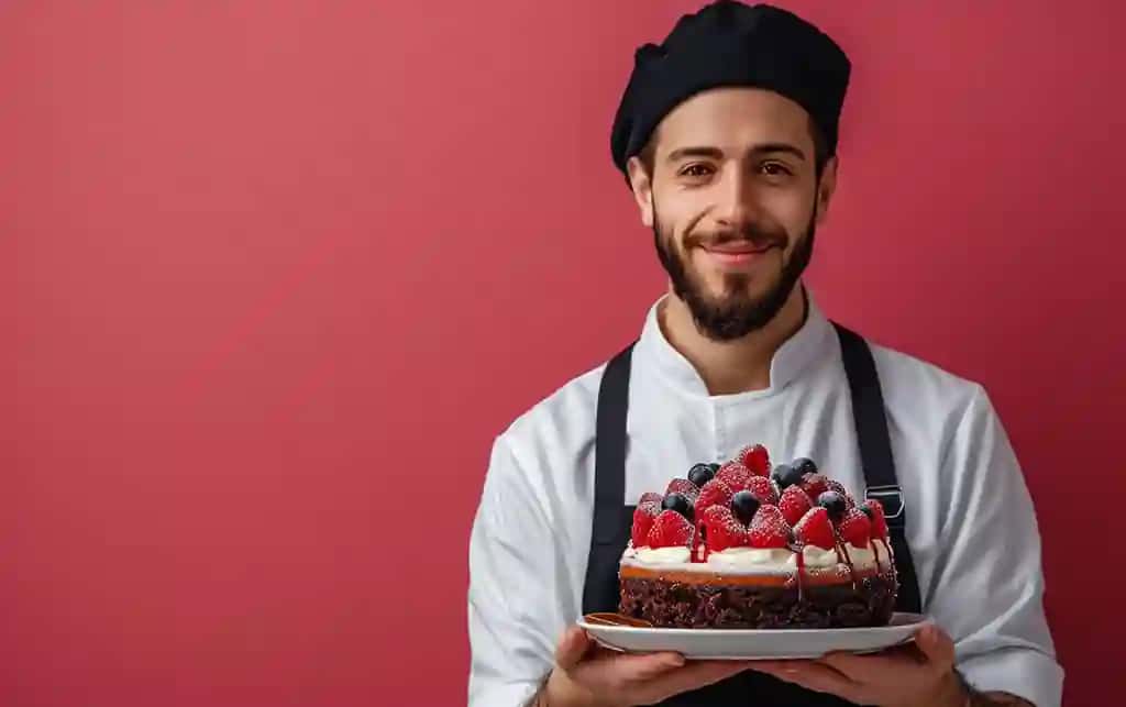 Tug'ilgan kun fonida tort tutgan odam | Man holding cake birthday background