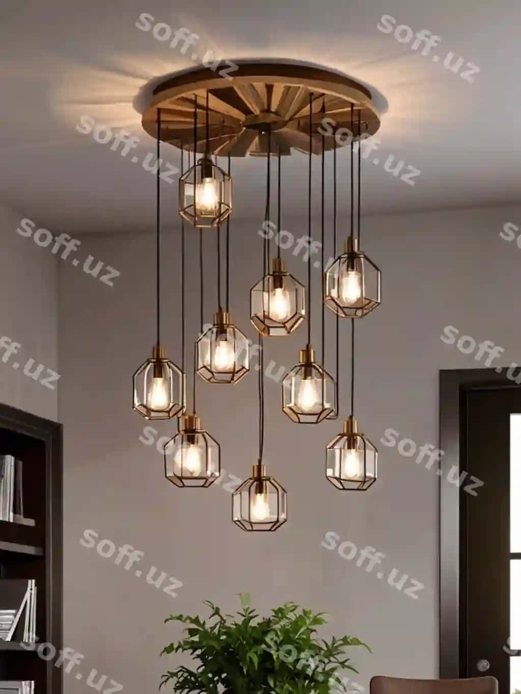 Shiftdan osilgan chiroqli qandil | Chandelier with light hanging from ceiling
