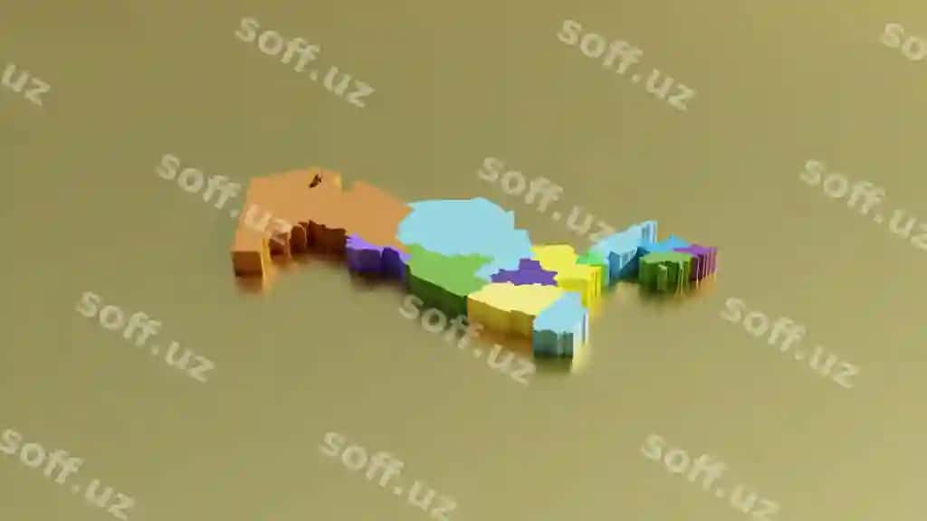 O'zbekiston xaritasi, chegaralari, hududlari, oltin fon rangi | Uzbekistan map 3d with borders regions color gold background