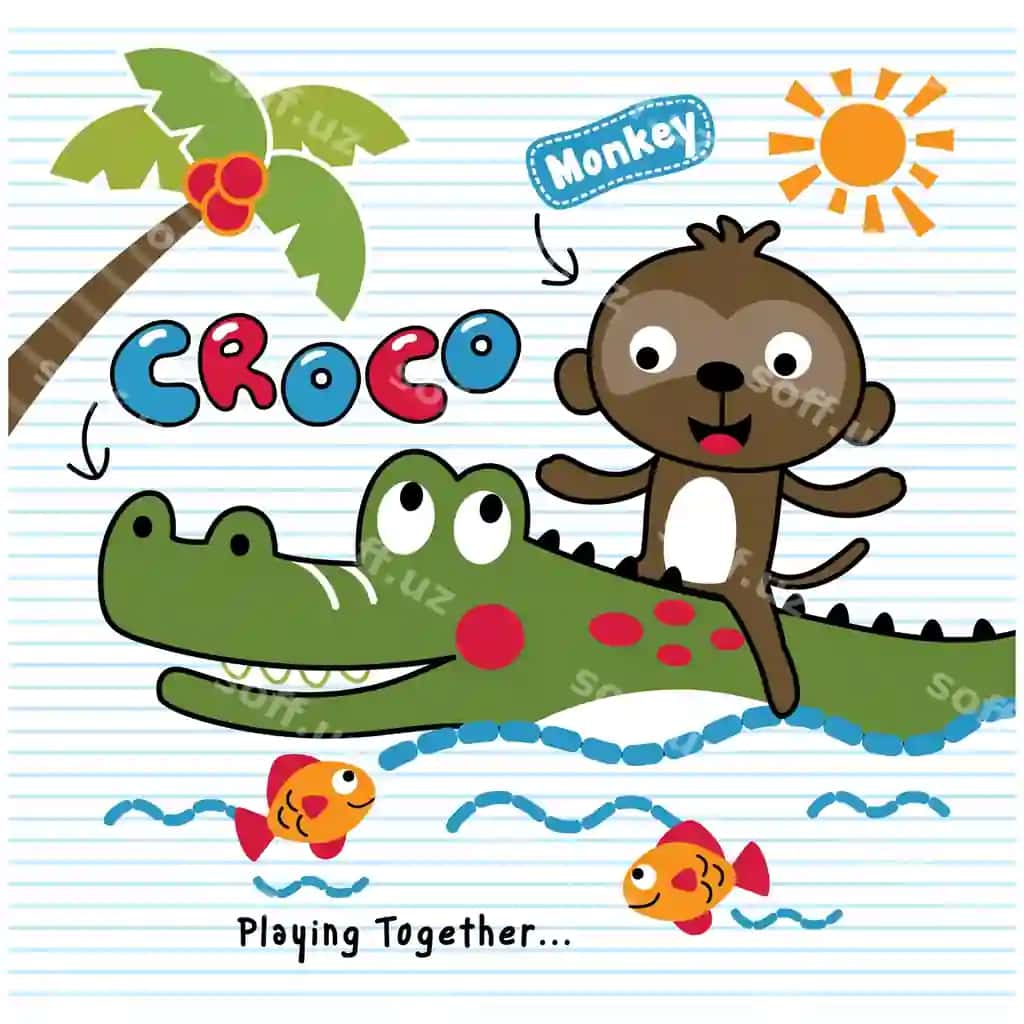 Baholli krokodil va hibalangka komediy kartoon hayvonlari | Crocodile monkey funny animal cartoon