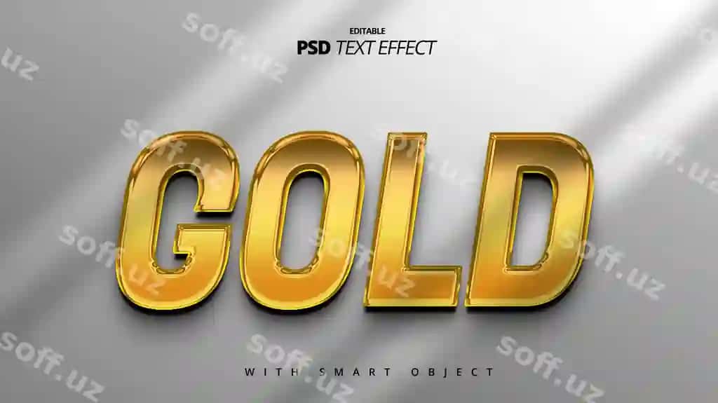 Oltin rangli yaltiroq hashamatli 3D matn effekti shablon dizayni | Golden shiny luxury 3d text effect template design