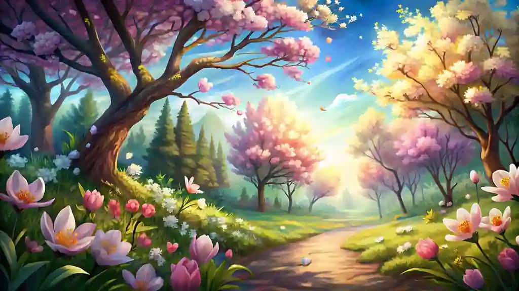 Osmonda uchadigan qush gullari bilan o'rmonni bo'yash | Painting forest with flowers bird flying sky