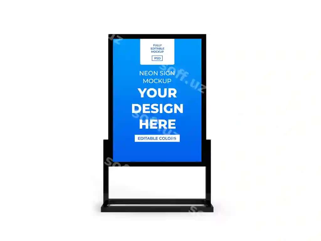 Neon belgisi qutisi maketi shabloni ajratilgan | Neon sign box mockup template isolated
