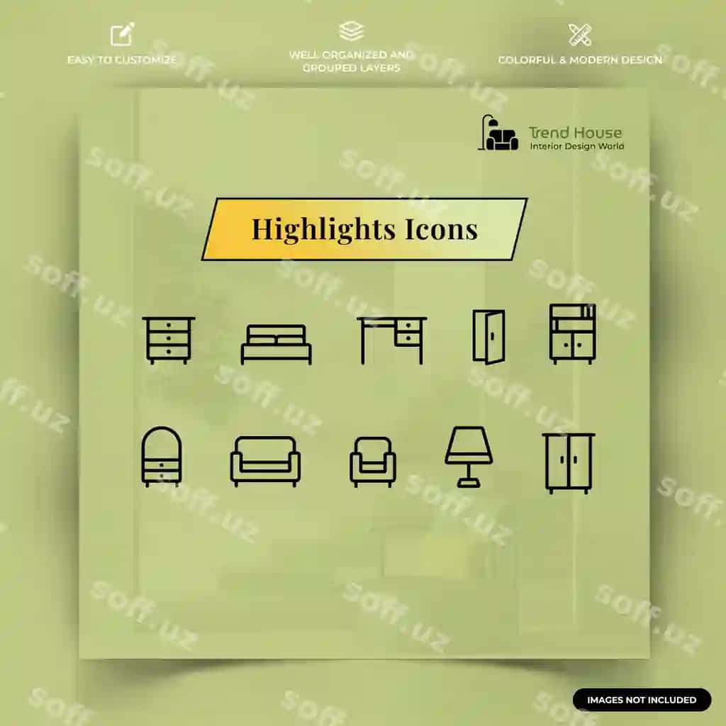Ichki ijtimoiy media instagram post shabloni | Interior social media instagram post template