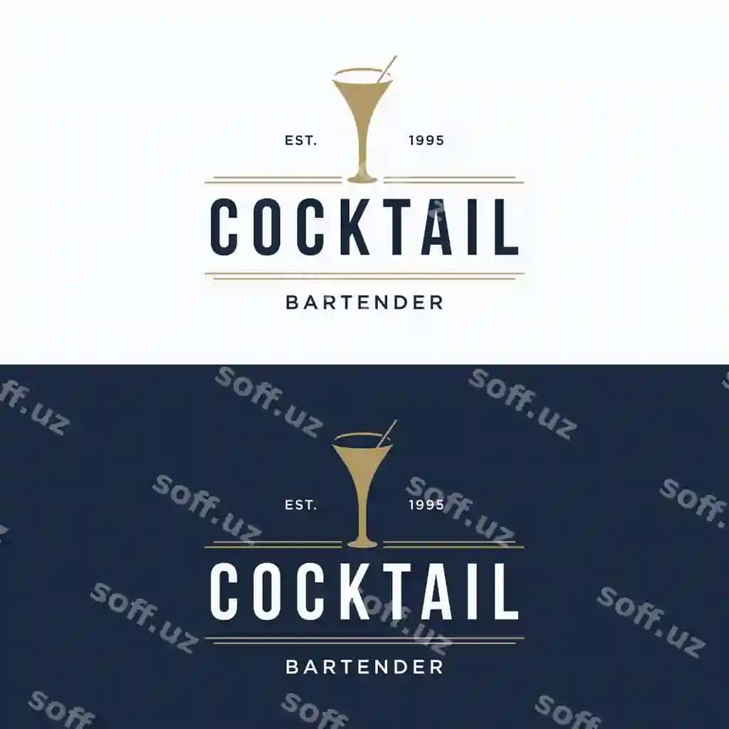 Premium sifatli kokteyl alkogol ichimlik logo dizayni vintage bilan | Premium quality cocktail alcohol drink logo design with vintage