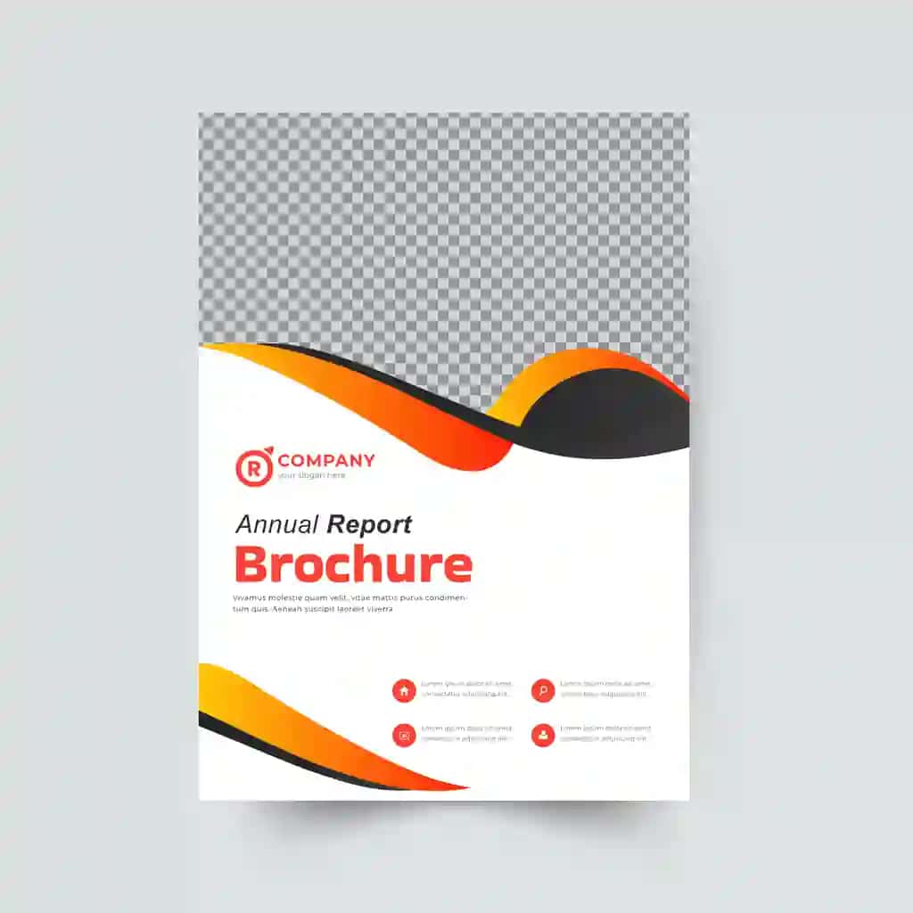 Yillik hisobotning rangli fon so'zi bilan broshyura | Brochure with colorful background word annual report