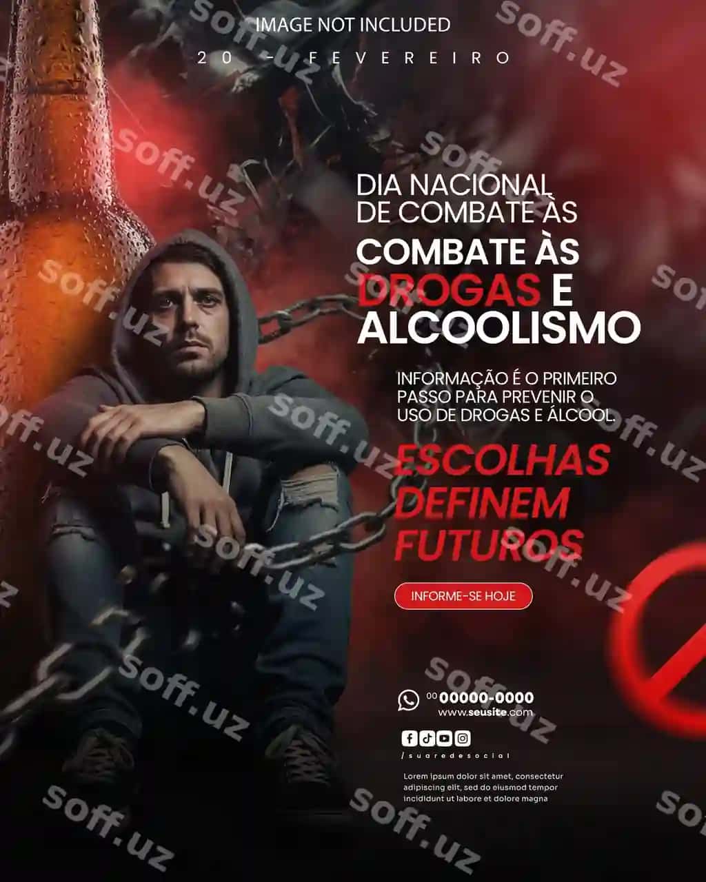 Millat kuni boshimchilik va alkogolga qarshi bilim plakati | National day against drugs alcoholism awareness poster