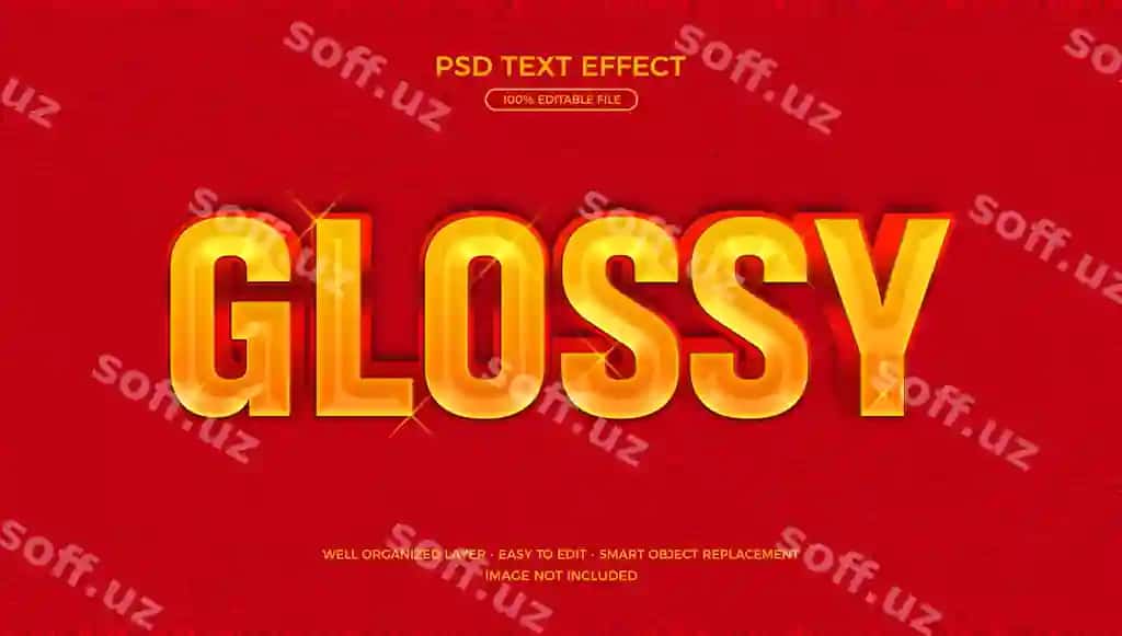 Yaltiroq tahrirlanadigan 3D matn effekti shabloni | Glossy editable 3d text effect template