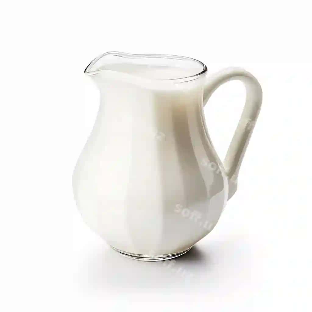 Tutqichli shisha ko‘za, “Sog‘ing | Glass jug with handle that says milk it