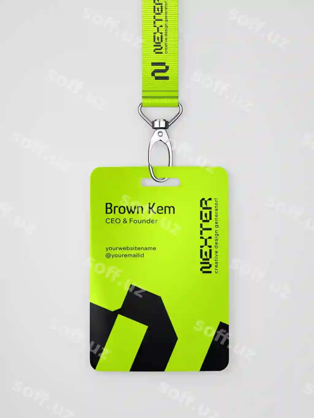 Vertikal ID karta lanyardlar bilan brendlash mockup | Vertical id card with lanyards branding mockup